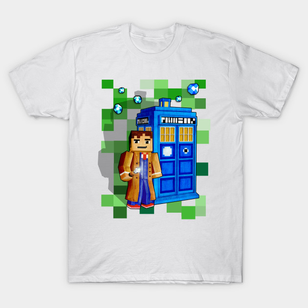 8bit 10th Doctor With time traveler box T-Shirt-TOZ